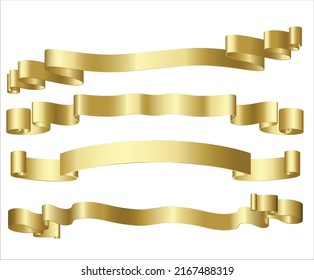 Vier goldener Farbbandvektor, weißer Hintergrund
