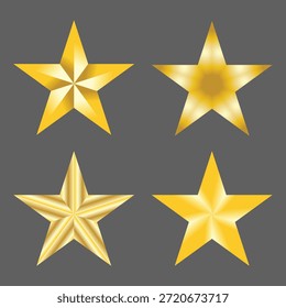 Cuatro Formas de estrella dorada. Imagen de Arte vectorial. colección de Diseño gráfico.