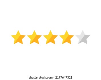 Four Golden Stars With One Not Active. Rating Button. Customer Product Rating Review Icon. Vector Illustration. Assessment For Web Sites And Apps. 