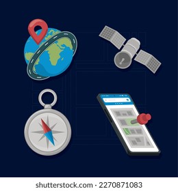 four gps services set icons