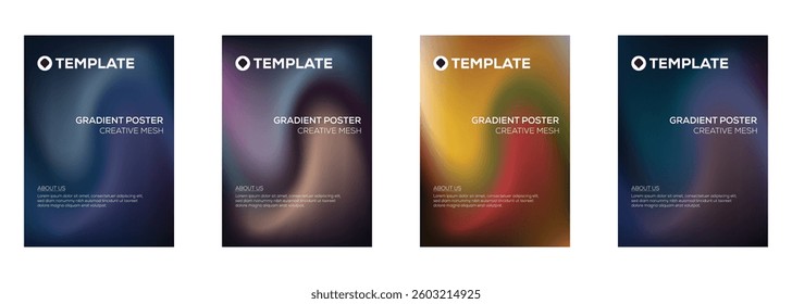 Four Gradient Poster Templates Creative Mesh Design