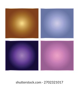 quatro gradientes quadrados em azul marrom púrpura e rosa com fonte de luz central em um plano de fundo branco