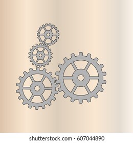 Four gray gears 