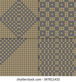 Four gray pattern with golden snowflakes.
