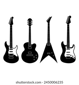 
four great looking electric guitar silhouettes