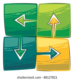 Four green arrows connected with each other