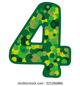 four green button on white background