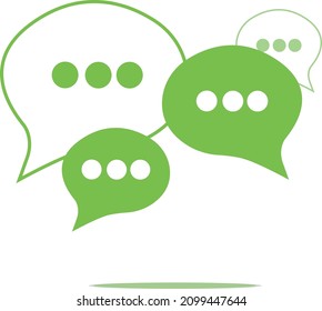 Four green chat ballons with dots and shadow underneath