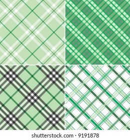 Four Green Plaid Patterns Vectors
