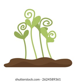 Four green sprouts growing from the ground, representing new life and growth