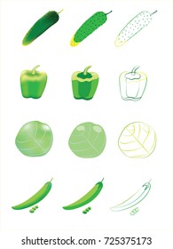 Four green vegetables
