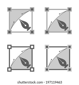 Four grey vector squares with nibs inside them.
