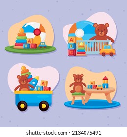four groups of toys kindergarten