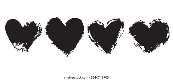 Four Grunge Black Hearts Free Downloadable Vector Graphics.