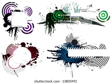 Cuatro diseños de Grunge, archivo de capas de ilustraciones vectoriales.