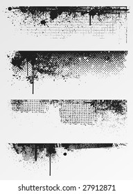 Four grunge edges for your design. Every edge consist of 3-7 objects.