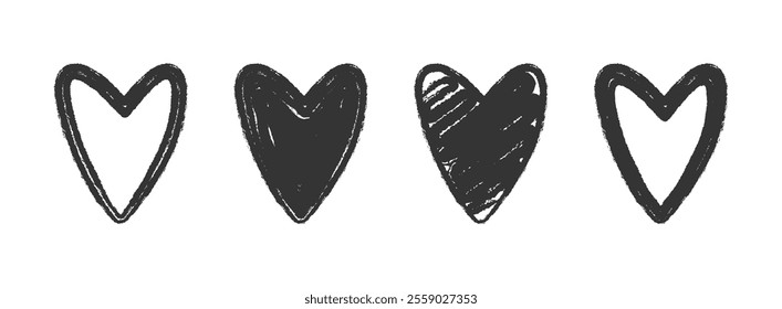 Four grunge heart icons, vector eps10 illustration