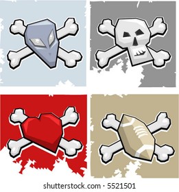 four grunge-type icons