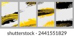 Four grungy background frames with abstract tire tracks and chess flags for your rally car design, place for your photo background - vector illustration