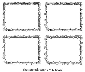 Four grungy hand drawn border frames.  Mix and match to build your own borders or content dividers. 