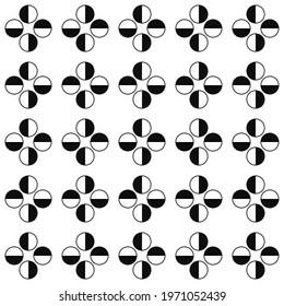 Four half circles pattern. Vector monochrome pattern.