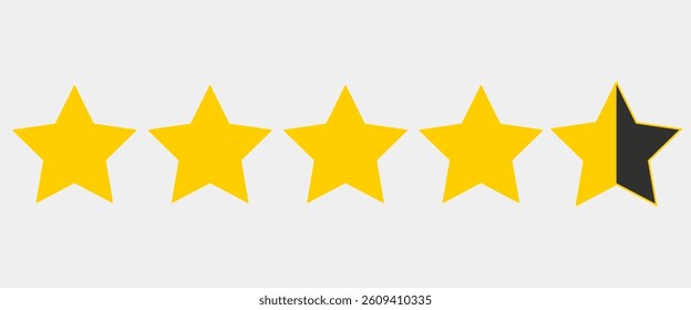Four And A Half Star Rating Illustration Vector. eps10
