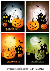 Four Halloween background. Vector