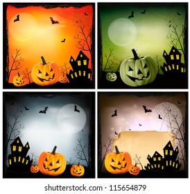 Four Halloween backgrounds. Vector