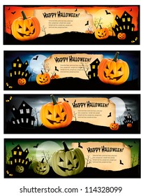 Four Halloween banners Vector