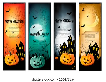 Four Halloween banners Vector