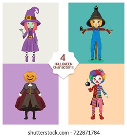 Four Halloween characters collection