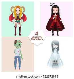 Four Halloween characters collection