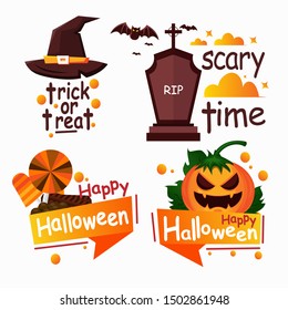 Four Halloween Vector Equipment with banners