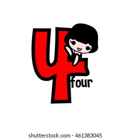 four hand drawn girl Character illustration vector file