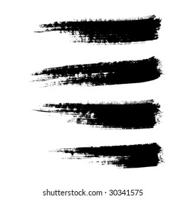 four hand drawn paintbrushes, vector  without gradient