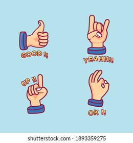 Four hand gesture with text