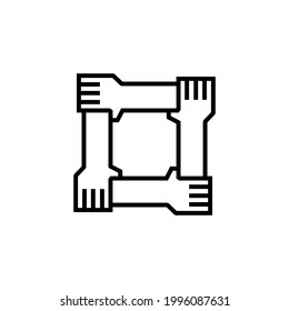 cuatro manos sujetándose una a otra imagen vectorial del logotipo