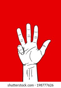 Four Hand sign : white on red
