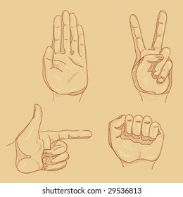 Four hand sketches - vector