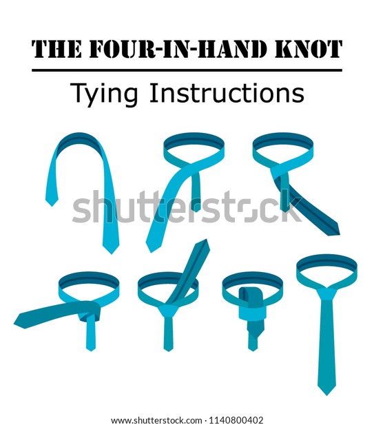 Four Hand Tie Knot Instructions Isolated Stock Vector (Royalty Free
