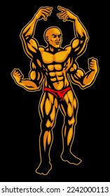 CUATRO MANOS BODYBUILDER EN ORO