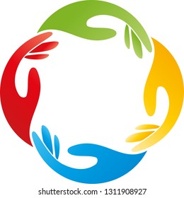 Four hands colored together logo