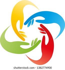 Four hands colored together logo