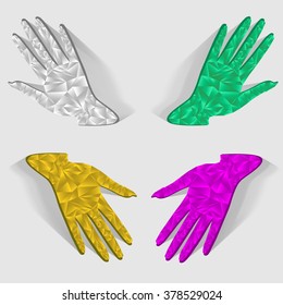 Four hands colorful. Vector illustration.