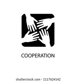 Four hands cooperation organization icon logo vector graphic design.