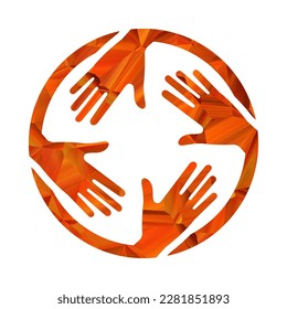 four hands element  logo type vector on white - 1