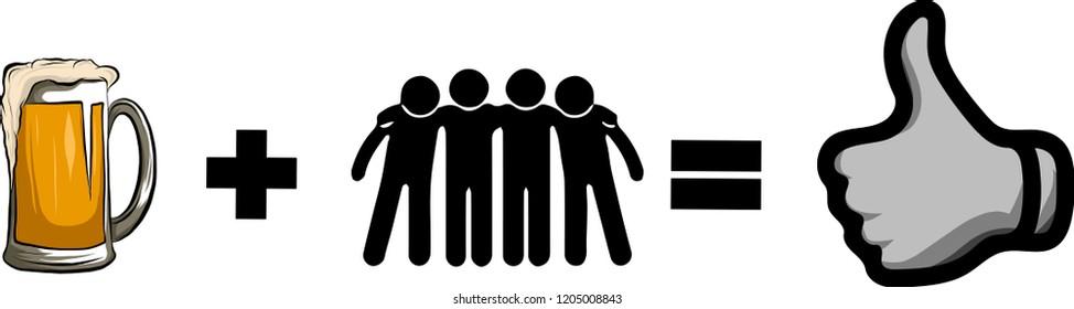 Four hands holding four beer bottles. Clinking glasses in plaid shirt. Party celebration in a pub. Isolated vector illustration of four drunk person drinking beer on white background. Cheers mate.