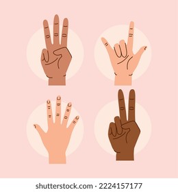 four hands human set gestures