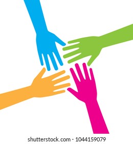 Four Hands Reaching Out Together Making Stock Vector (Royalty Free ...