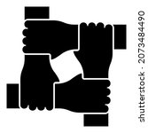 Four hands together concept teamwork united teamleading Arm interlocking with each other on wrist jointly collaboration icon black color vector illustration flat style simple image